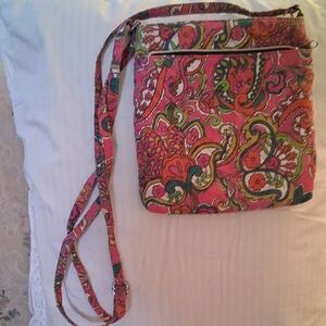 Paisley-Print Crossbody Bag in Hot Pink and Green